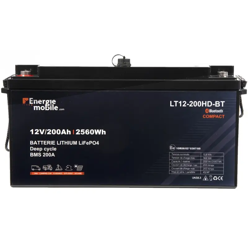 EM Batterie Lithium LT 12-200 Ah HD-BT | 2560 Wh Populaire