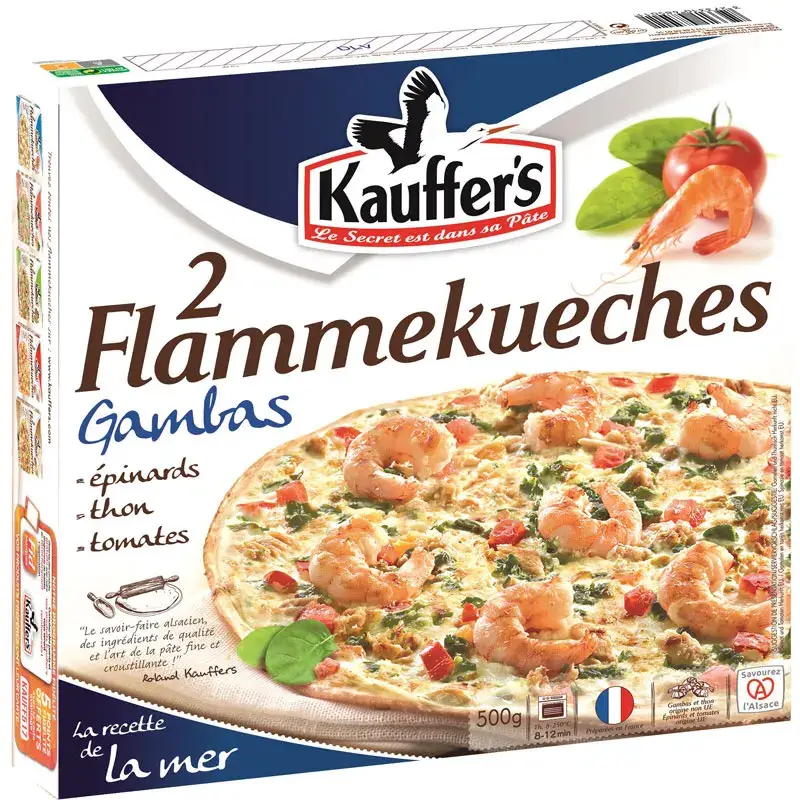 2 TARTES FLAMBEES AUX GAMBAS 500GR Nouvel Arrivage