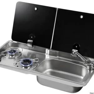 PLAN DE CUISSON 2 feux - AVEC COUVERCLE EN VERRE TREMPÉ FUMÉ - SÉRIE FL - CAN Offre Du Jour
