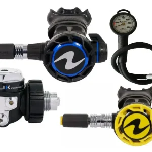 Pack détendeur HELIX COMPACT AQUALUNG + OCTOPUS HELIX COMPACT PRO AQUALUNG + Manomètre Dernière Chance