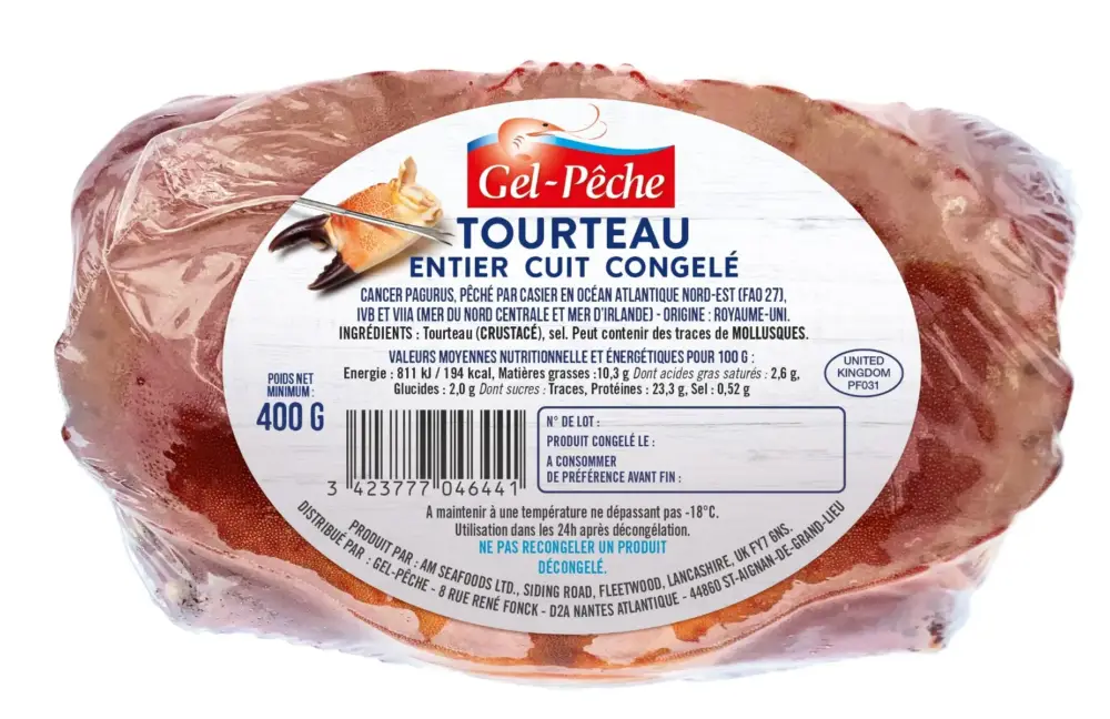 Affaire À Saisir TOURTEAU ENTIER CUIT 400/600G GEL PECHE