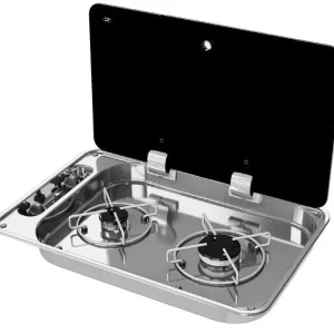 Prix Cassé Plan cuisson 2 feux couvercle vitre fumé 530x340mm