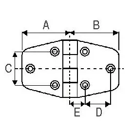 Charnière hexagonale inox - 70x40mm Euromarine Commander Vite