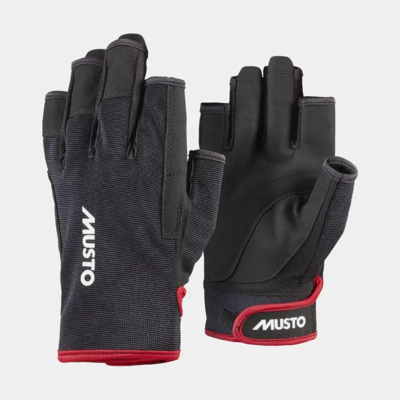 Expédition Rapide Gants de voile Musto Essential Sailing Short Finger Glove 2.0, Black