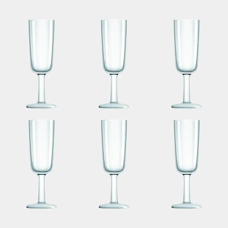 Flûtes à champagne en plastique Palm Flute Blanc, antidérapant, transparent, 18 cl, 6-pack Offre Du Jour