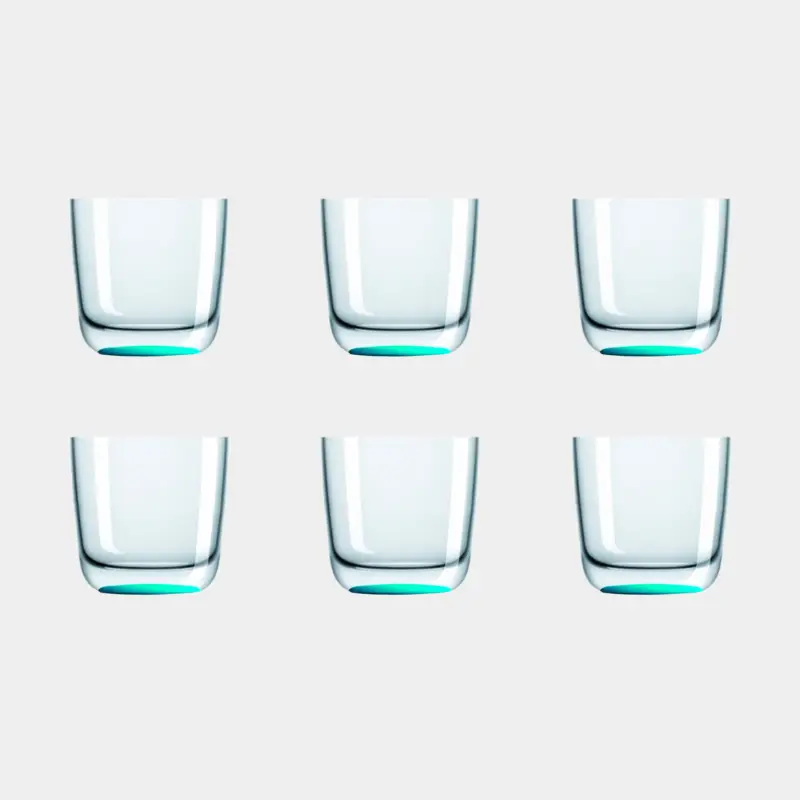 Offre Limitée Verres en plastique Palm Verre Whisky Bleu Lagon, antidérapant, transparent/turquoise, 28 cl, 6-pack