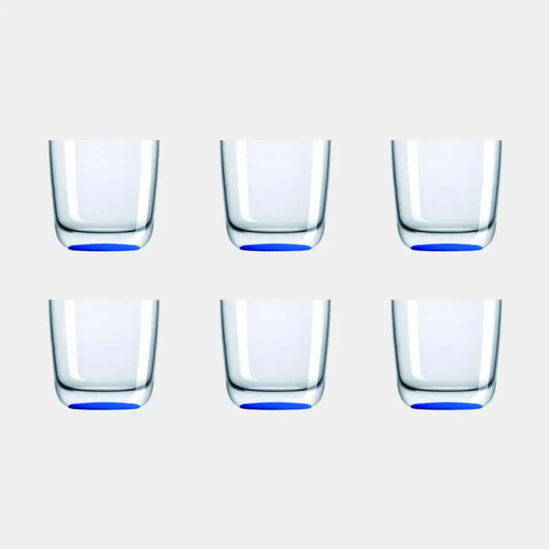 Certifié Verres en plastique Palm Verre Whisky Bleu Marine, antidérapant, transparent/bleu, 28 cl, 6-pack