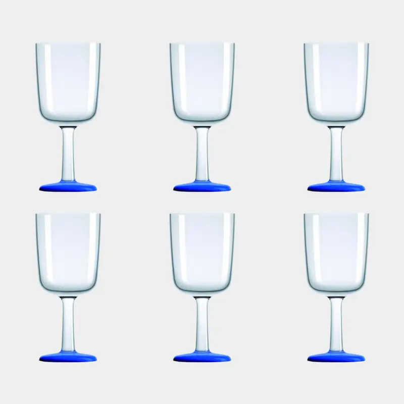 Prix Cassé Verres à vin en plastique Palm Verre à Vin Bleu Marine, antidérapant, transparent/bleu, 30 cl, 6-pack