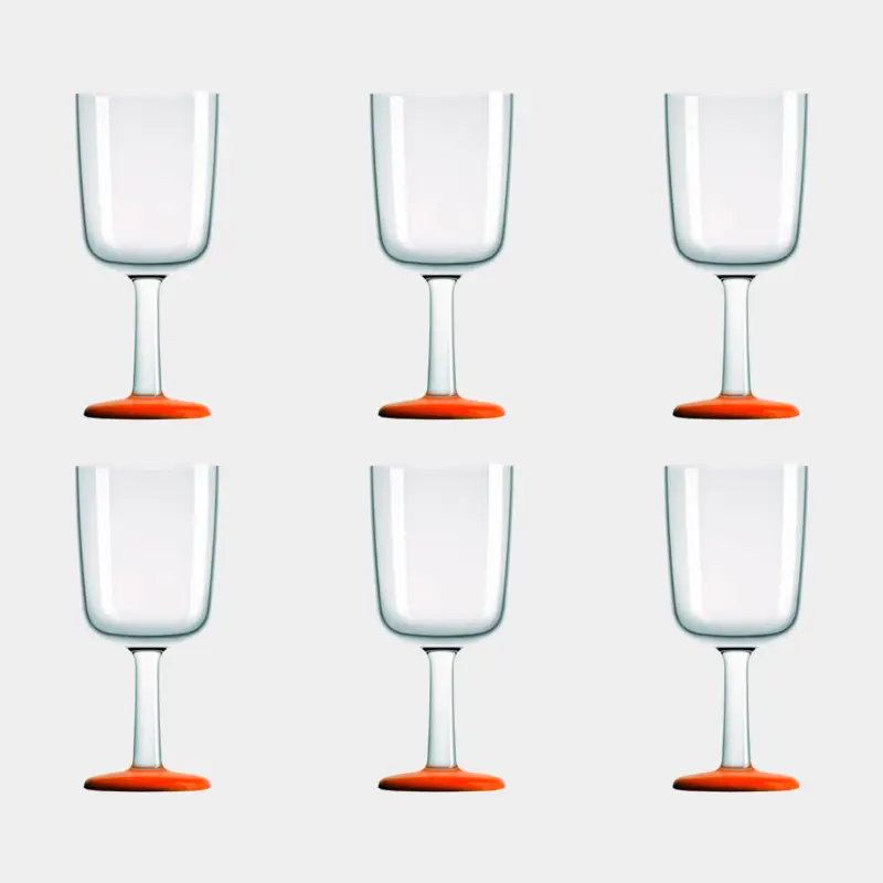 Retour Gratuit Verres à vin en plastique Palm Verre à Vin Orange, antidérapant, transparent/orange, 30 cl, 6-pack