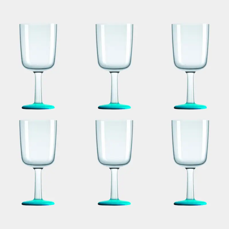 Dernière Chance Verres à vin en plastique Palm Verre à Vin Bleu Lagon, antidérapant, transparent/turquoise, 30 cl, 6-pack