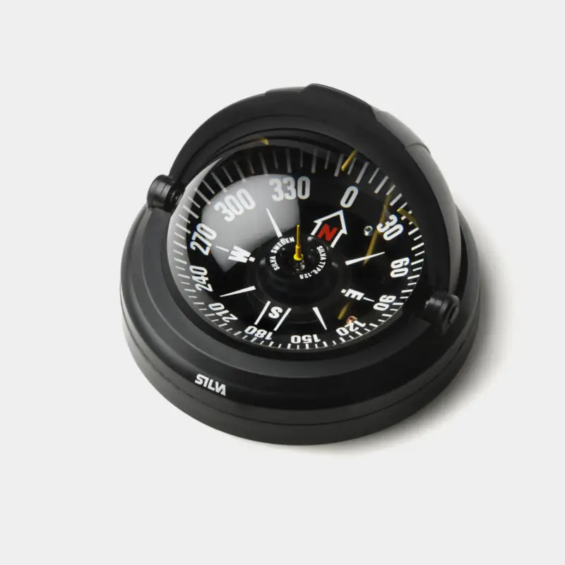 Haute Qualité Compas de bateau Silva 125FTC, 12 V, montage encastré, noir avec rose plate noire Ø125 mm