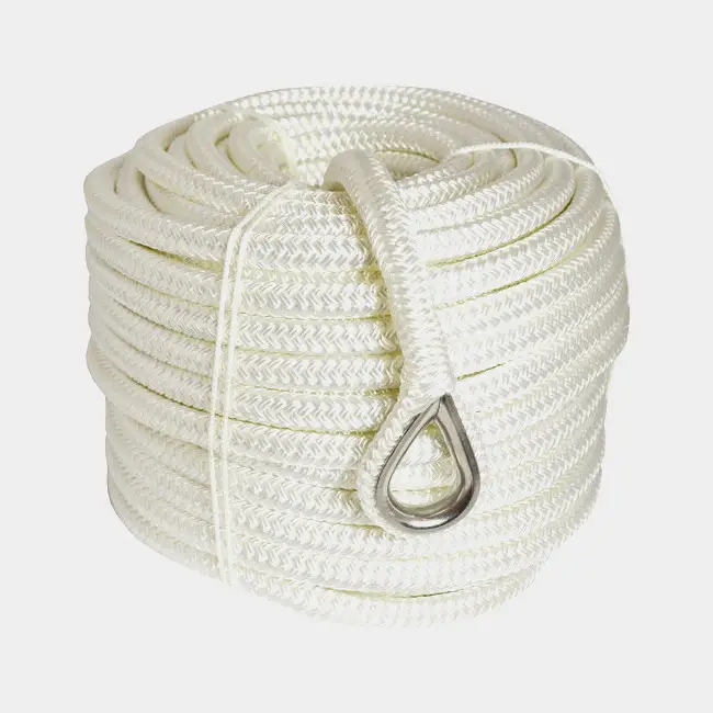 Ligne de mouillage avec cosse cœur inox 1852-Marine, polyester tressé, Ø14 mm, 40 mètres, blanc Authentique