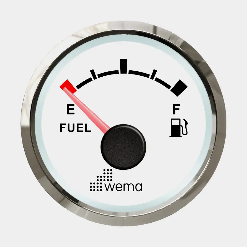 Jauge à carburant Wema Silverline, Ø52 mm, 12 V, NMEA 2000, argent/blanc, + câble de dérivation NMEA 2000 de 1 m, sans sonde Commande En Gros