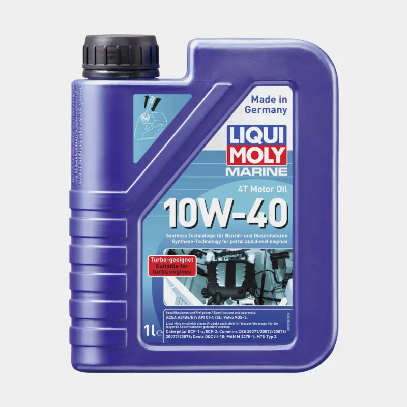 Remise Huile moteur semi-synthétique pour moteurs 4 temps in-bord & hors-bord Liqui Moly Marine 4T Motor Oil 10W-40, pour moteurs essence & diesel, ACEA A3/B4/E7 & API CI-4/SL & Volvo VDS-3, 1 litre