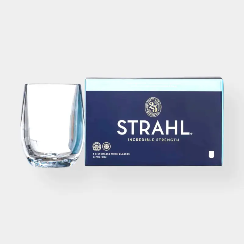Verres à vin sans pied en plastique Strahl Stemless Osteria Gift Pack, transparent, 24 cl, 4-pack Jusqu'à Épuisement Des Stocks
