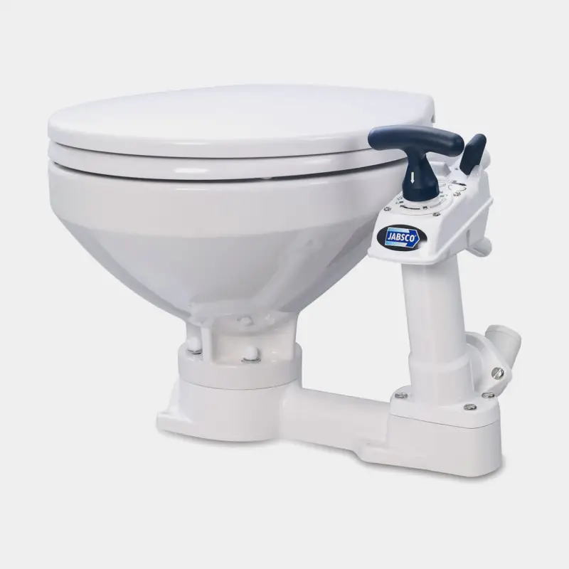 WC de bateau manuel Jabsco Comfort SoftClose, à remplissage en eau de mer, grande cuvette, avec vanne de sortie verrouillable Expédition Rapide