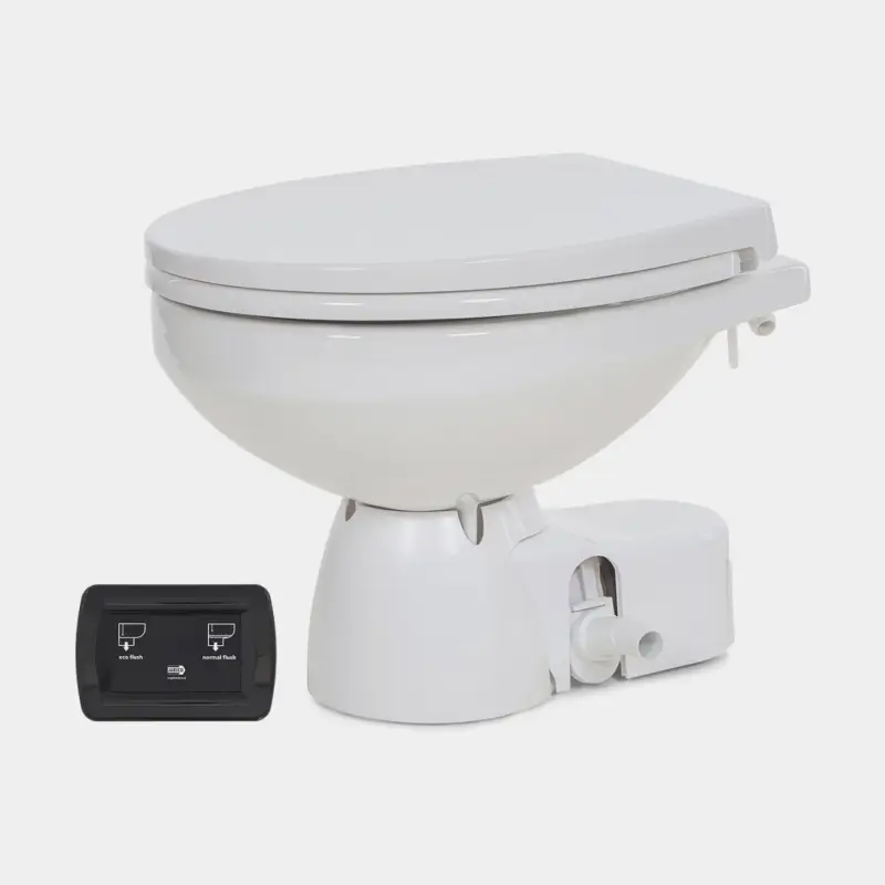 Top Vente WC électrique pour bateau Jabsco Quiet Flush E2 Comfort SoftClose, 12 V, grande cuvette, pour remplissage en eau douce + électrovanne (solénoïde)