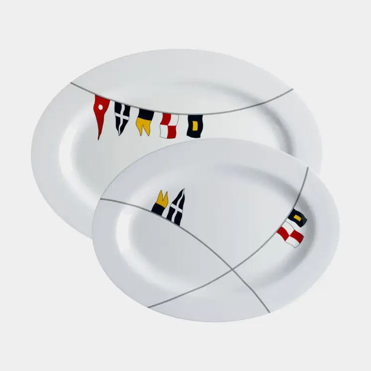 Plats de service en mélamine Marine Business Regata, blanc/motifs, 2 pièces Produit De Marque
