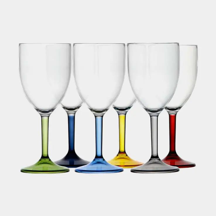 Super Prix Verres à vin en plastique Marine Business Party Colors, transparent/multicolore, 30 cl, 6-pack