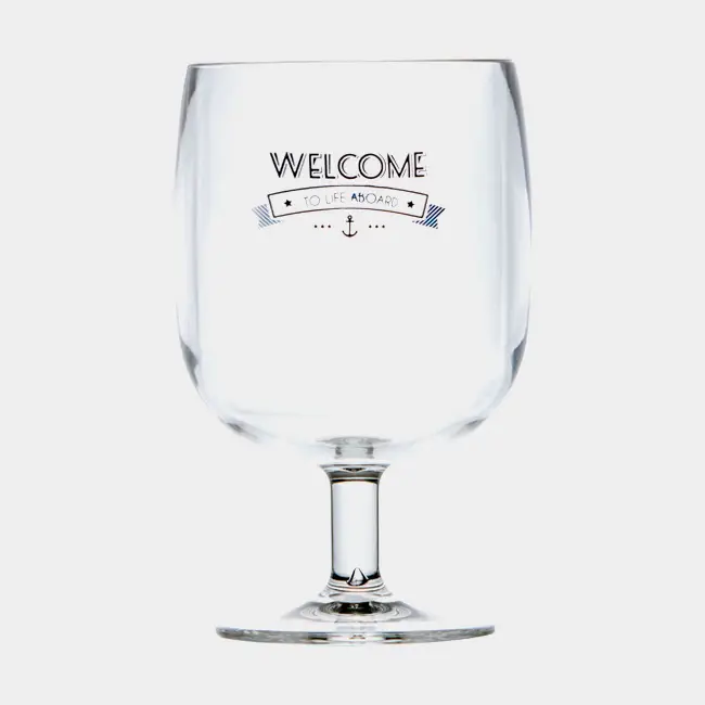 Verres à vin en plastique Marine Business Party Clear Welcome to Life, transparent, 36 cl, 6-pack Achat Immédiat