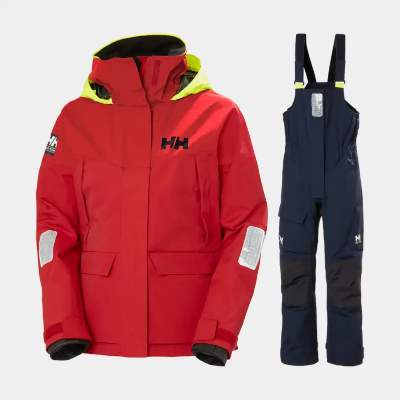 Satisfait Ou Remboursé Ensemble ciré marin Helly Hansen Pier 4.0 Coastal, Alert Red + Navy, femme