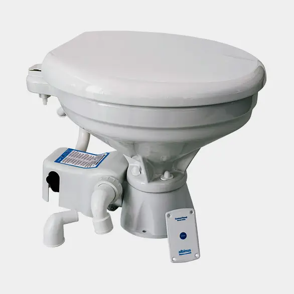WC électrique pour bateau Albin EVO Comfort, 12 V, grande cuvette, pour remplissage à l’eau de mer + pompe Top Vente