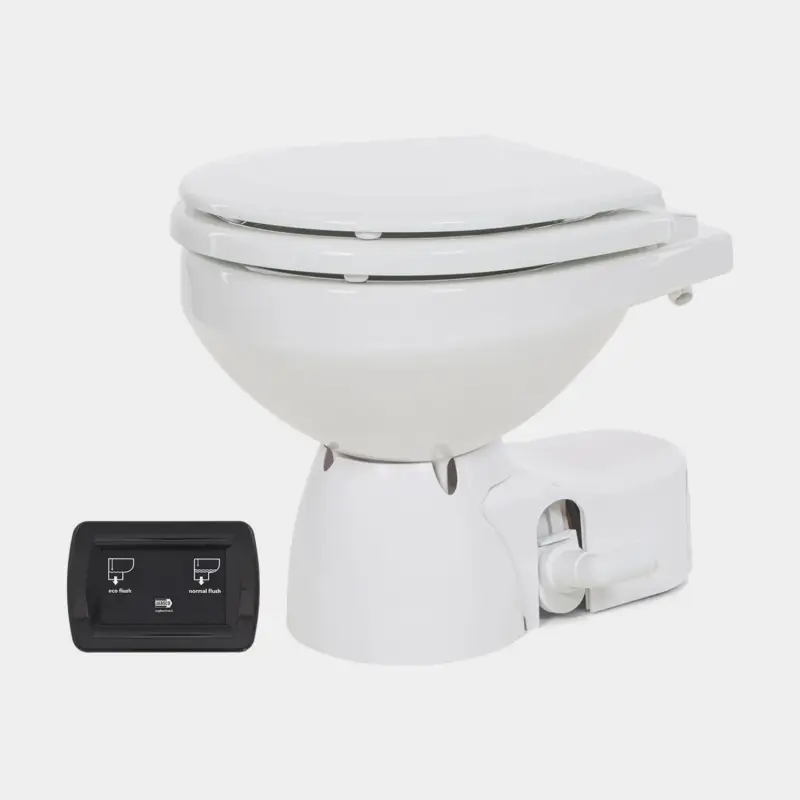 WC électrique pour bateau Jabsco Quiet Flush E2 Compact, 12 V, petite cuvette, pour remplissage en eau douce + électrovanne (solenoid) Prix Promo