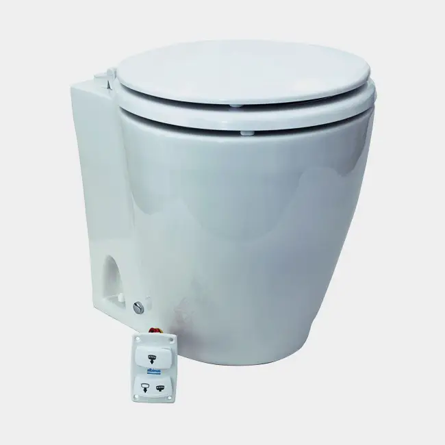 WC électrique pour bateau Albin Design Silent, 12 V, petite cuvette, préparé pour remplissage en eau de mer & remplissage en eau douce Vente Flash