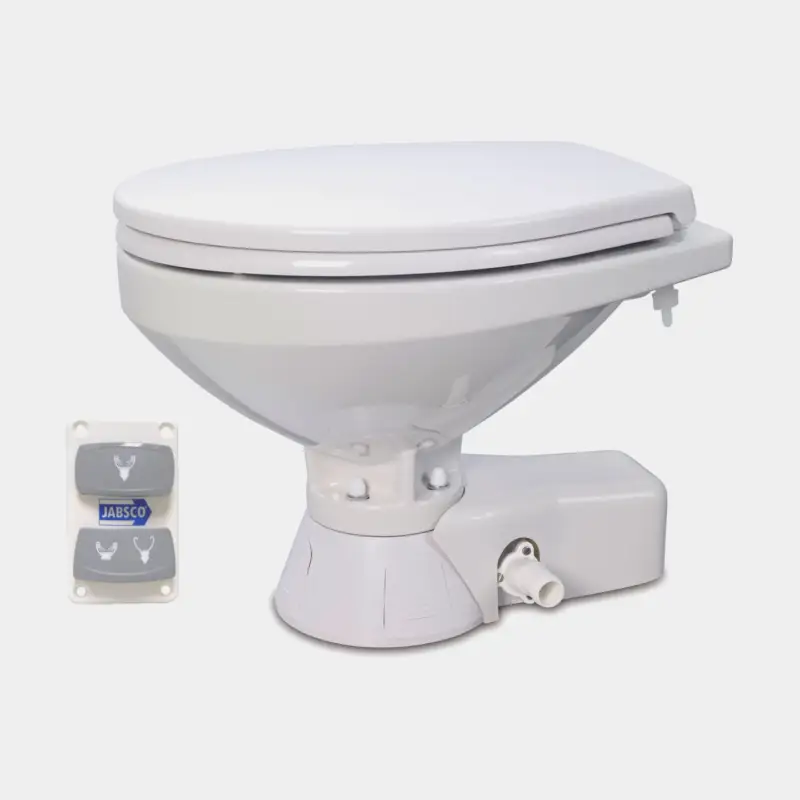 WC électrique pour bateau Jabsco Quiet Flush Comfort, 24 V, grande cuvette, pour remplissage à l’eau de mer + pompe Achat Immédiat
