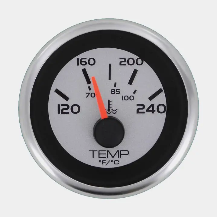 Jauge de température de l’eau Veethree Argent, sans buée, Ø52 mm, 12 V, D, 240 Ω à 40°C, argent/noir/blanc, 120 – 240 °F Vente Directe