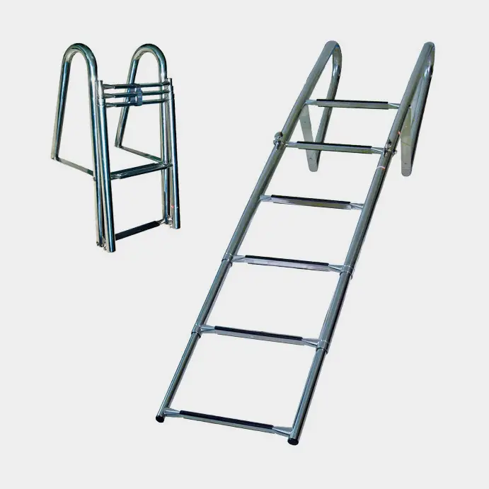 Haute Qualité Échelle de ponton pliable, acier inoxydable, 6 marches, télescopique, 88 – 200 cm, 40 cm