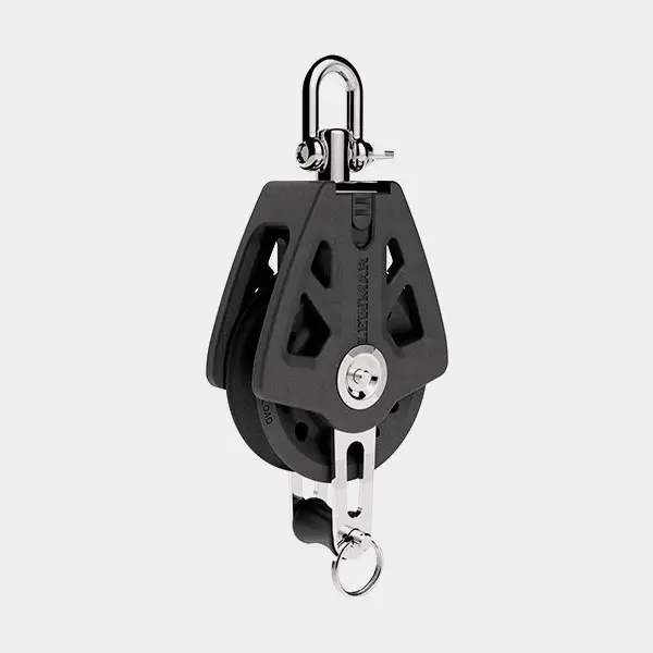 Poulie simple avec manille Lewmar Synchro 72, fixe/tournant, à roulement lisse, avec anneau de fixation, convient pour cordages Ø10 – 12 mm Seulement Aujourd'hui