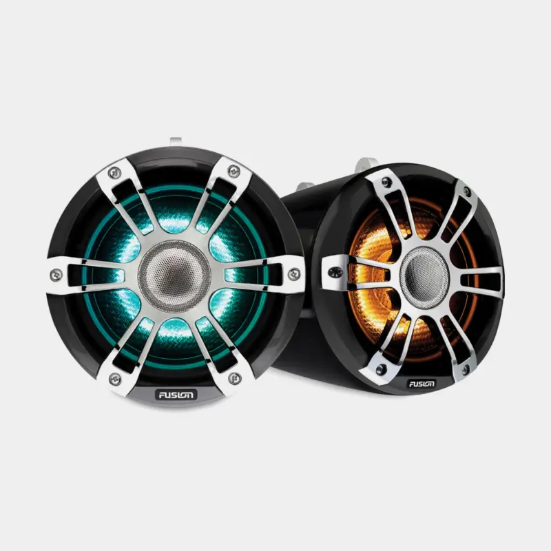 Haut-parleur marin Fusion Signature Tower V3 SG-FLT772SPC, 7.7″, 280 W, gris, pour montage en surface, avec façades grises + éclairage RGB, 2-pack Bon Plan