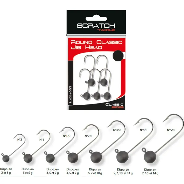 5x ROUND CLASSIC JIG HEAD - 5 g - N° 1/0 Must-Have
