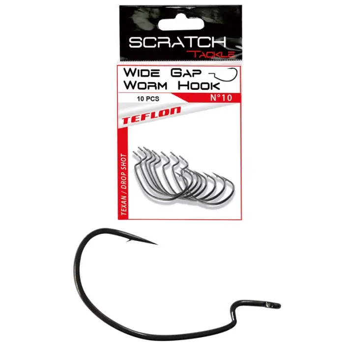 8x WORM WIDE GAP HOOK - N° 3/0 Bon Marché