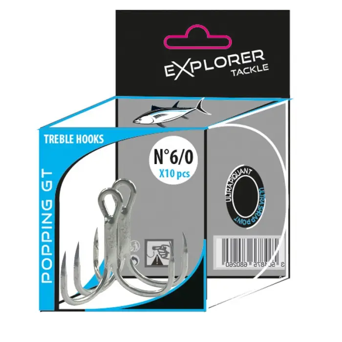 Hameçon triple Explorer Tackle Popping GT Treble Hook Populaire